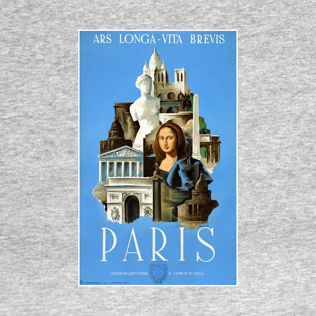 Vintage Travel Poster France Paris Ars Longa-Vita Brevis by vintagetreasure